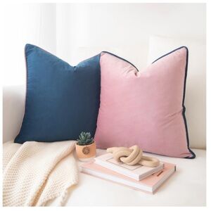 Blue and Pink Throw Pillow Covers Pack of 2